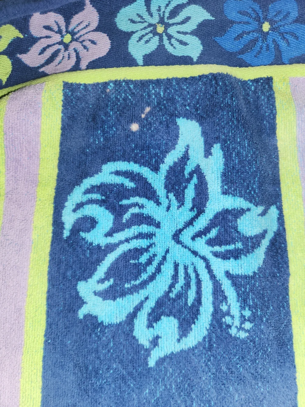 Kirkland Signature Navy Floral Stripe Oversize Beach Towel